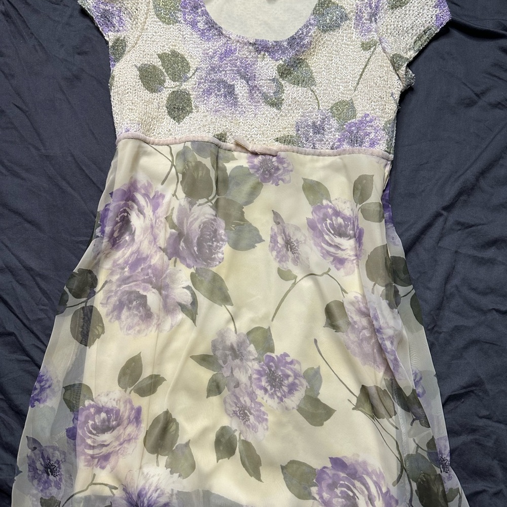 Maurices Yellow and Lavender Floral Mini Dress
